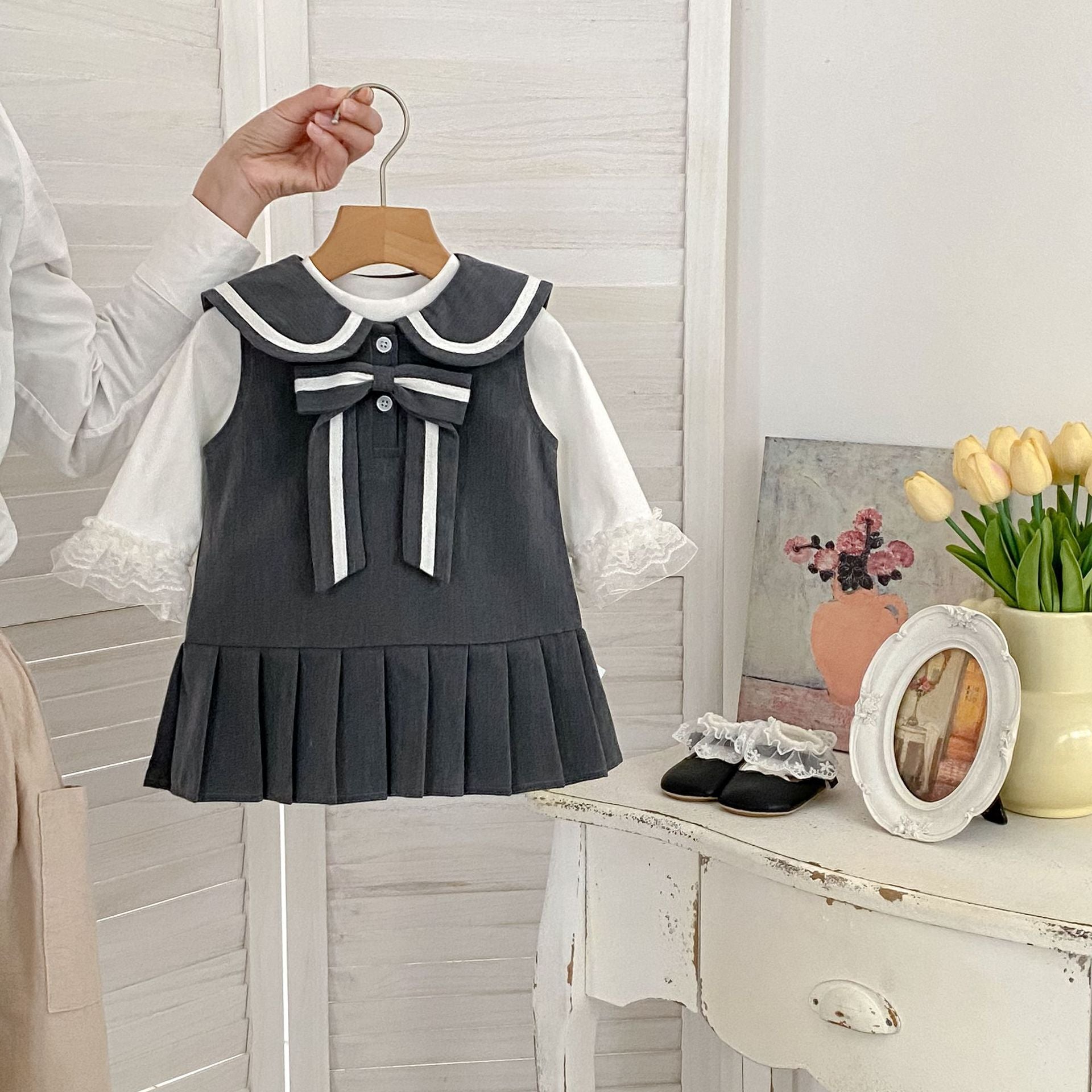 セーラーカラー・ノースリーブプリーツワンピース（sailor collar
