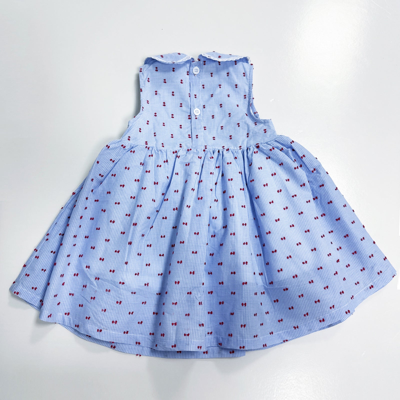チェック柄シャーリング・ノースリーブワンピース（gingham check