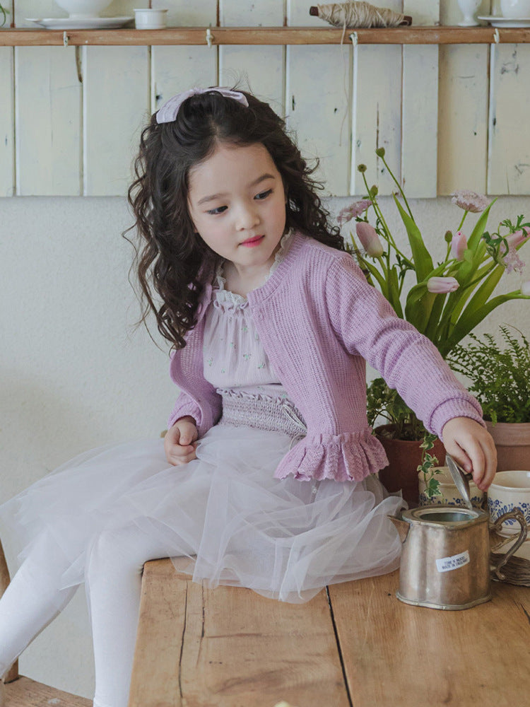 残りわずか】裾フリルニット カーディガン（ruffle hem knit cardigan