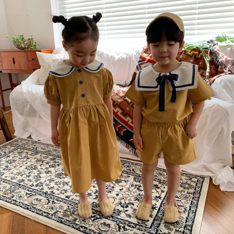 セーラーカラーイエローセットアップ＆ワンピース（sailor collar