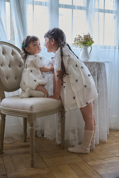リボン刺繍チュールロンパース＆ワンピース（ribbon embroidery tulle romper and dress）25032602