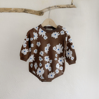 【残り2点】花柄ニットロンパース floral knit romper