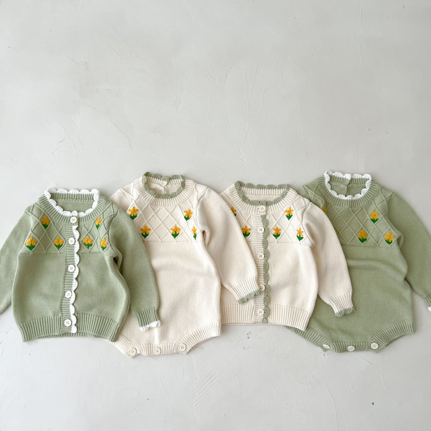 little garden cardigan & rompers