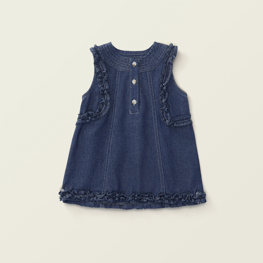 frill denim flare dress