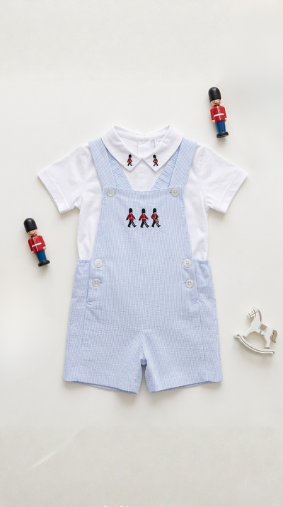 【残りわずか】兵隊さんサロペット x ブラウスセット（embroidery stripe overalls）80112604
