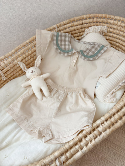 【セットアップ】アースカラー・チェック襟セットアップ（earth tone collar set）10342505