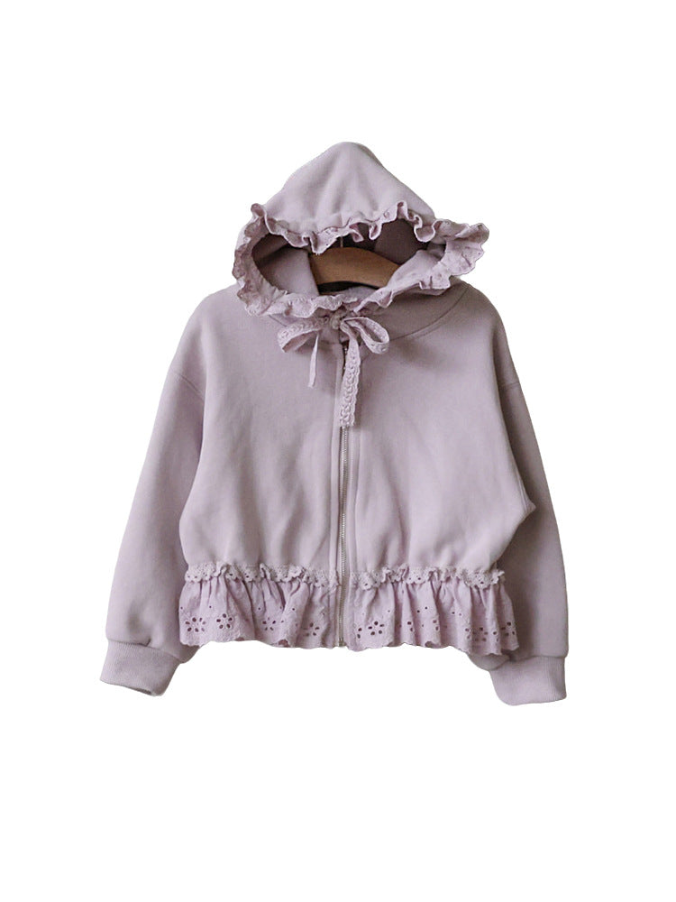 レースフリルジップパーカー（lace frill zip-up hoodie）PFT260904