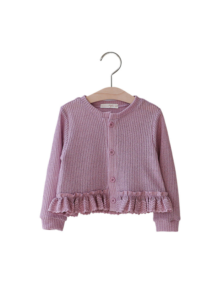 残りわずか】裾フリルニット カーディガン（ruffle hem knit cardigan