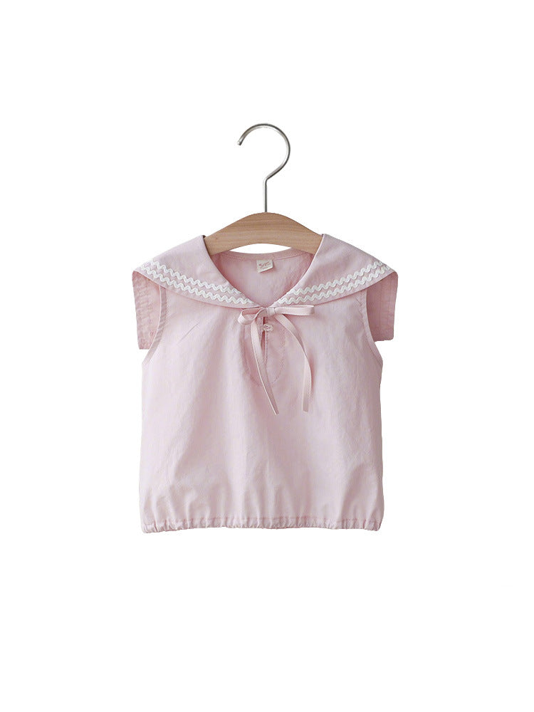 リボン襟・ノースリーブTシャツ（ribbon collar sleeveless tee