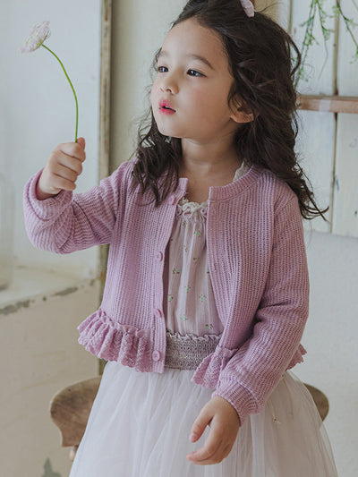 【残り2点/90】裾フリルニット カーディガン（ruffle hem knit cardigan）55022603