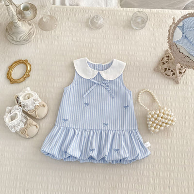 ブルーストライプ・ピーターパンカラーワンピース（blue stripe peter pan collar dress）25012604