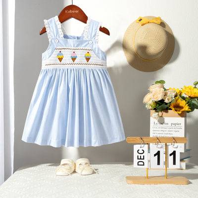 アイスクリーム刺繍のスモッキングワンピース（ice cream embroidery smocking dress）CKO260401