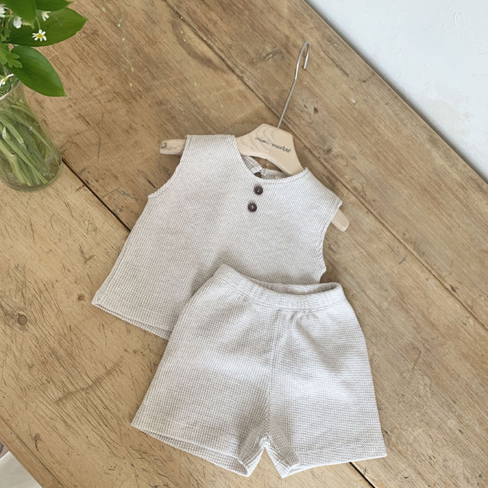 【セットアップ】waffle sleeveless lounge set