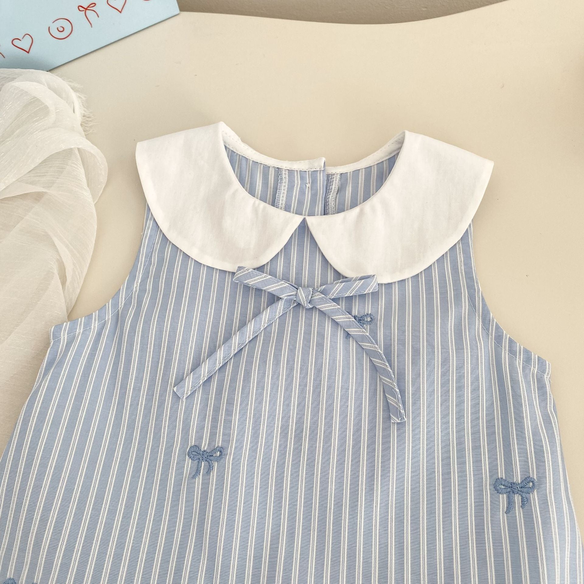 ブルーストライプ・ピーターパンカラーワンピース（blue stripe peter