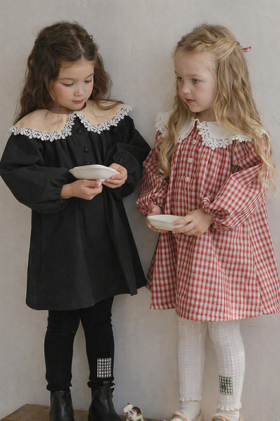 アンティークレース襟コットンワンピース（antique lace collar cotton dress）55572512